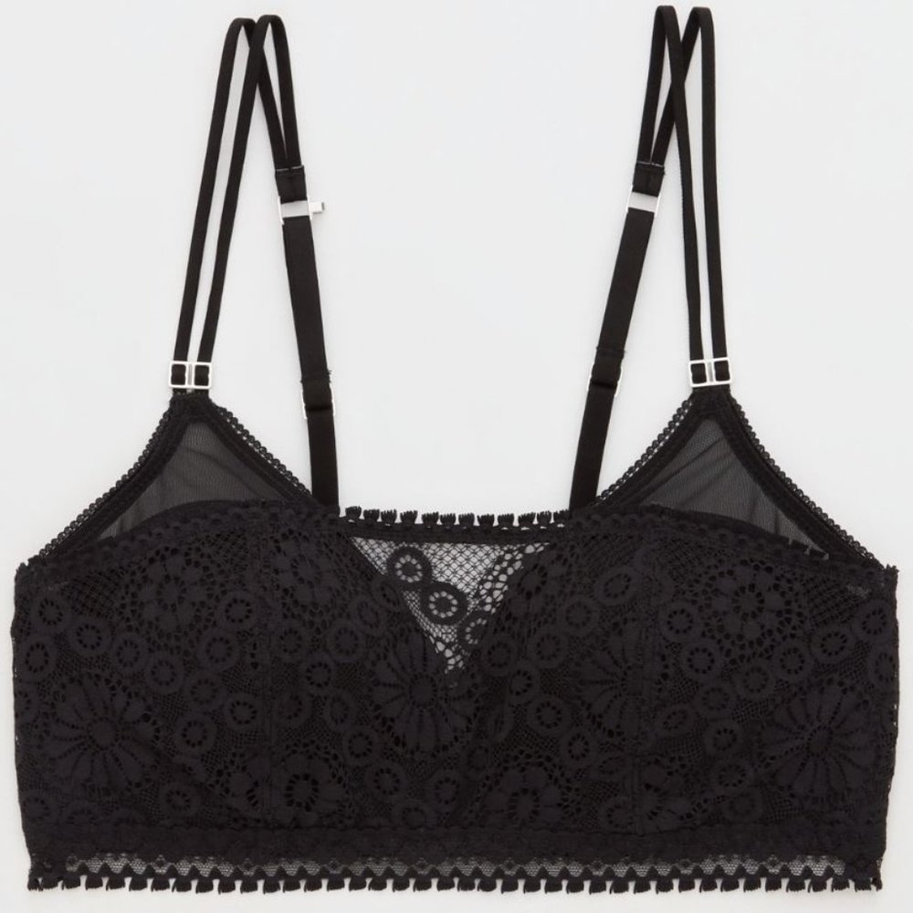 Aerie Real Power Black Wireless Push Up Joy Lace Convertible Bra Size 32A